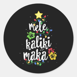 Pegatina Redonda Camiseta hawaiana de Navidad Mele Kalikimaka