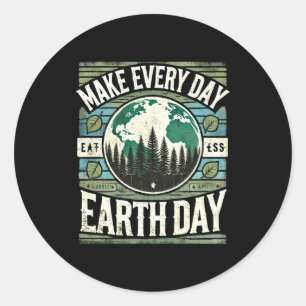 Pegatina Redonda Camiseta Haz Cada Día Día de la Tierra