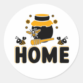 Pegatina Redonda Camiseta "HOME" de personalizado Bee and Honey Jar