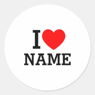 Pegatina Redonda Camiseta I Heart Nombre 