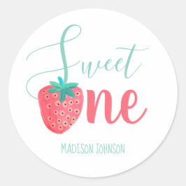 Pegatina Redonda Camiseta infantil de fresa dulce para bebé