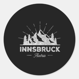 Pegatina Redonda Camiseta Innsbruck Austria Vintage Esquí Retro Tee