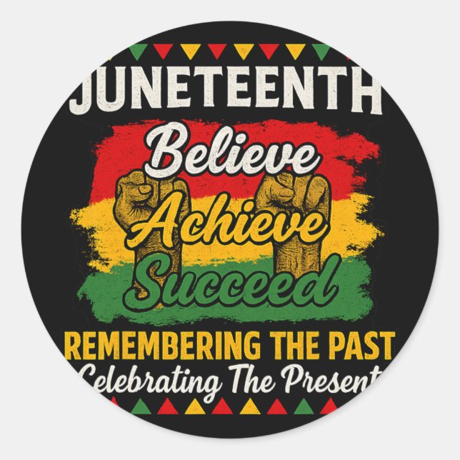 Pegatina Redonda Camiseta Juneteenth Cree Logra Triunfa Orgullo  (Anverso)