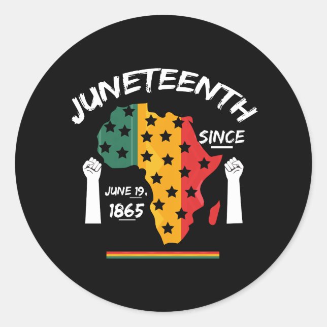 Pegatina Redonda Camiseta Juneteenth Desde el 19 de Junio de 1865 F (Anverso)