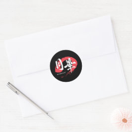 Pegatina Redonda Camiseta Kanji Gekka/Caligrafía Japonesa Bajo la L