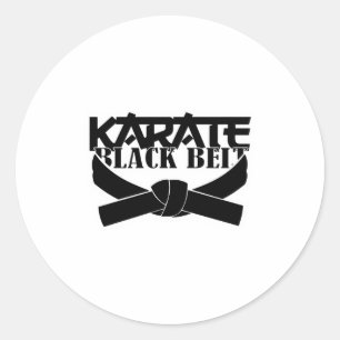 Pegatina Redonda Camiseta Karate Cinturón Negro_1