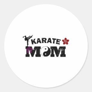 Pegatina Redonda Camiseta Karate Mamá