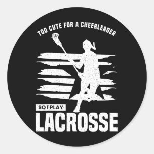 Pegatina Redonda Camiseta Lacrosse Chick Para Chicas Lacros