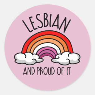 Pegatina Redonda Camiseta LESBIANA Y ORGULLOSA DE SERLO