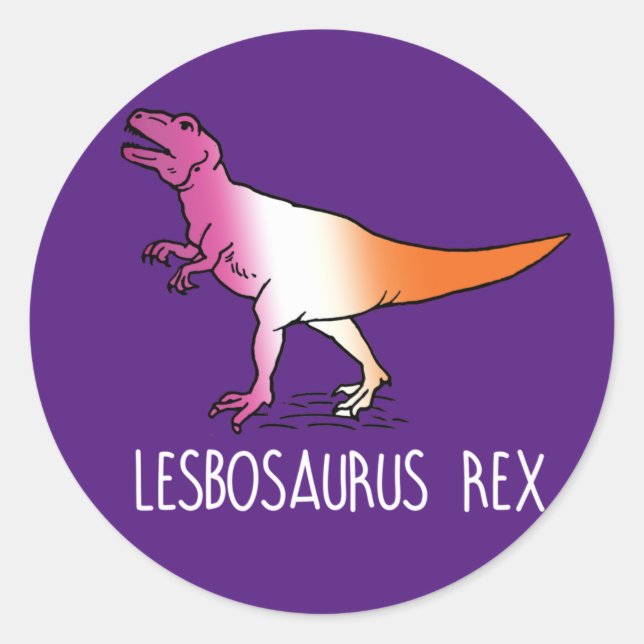 Pegatina Redonda Camiseta LESBOSAURUS REX (Anverso)