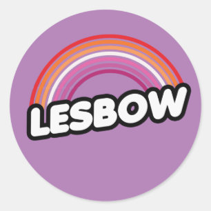 Pegatina Redonda Camiseta LESBOW (Arcoíris Lesbiana)