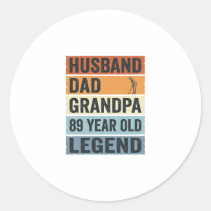 Pegatina Redonda Camiseta Leyenda de Abuelo Papá Esposo de 89 Años_