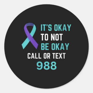 Pegatina Redonda Camiseta Línea de Prevención del Suicidio de Mujer