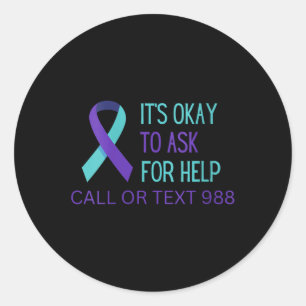 Pegatina Redonda Camiseta Línea de Prevención del Suicidio de Mujer
