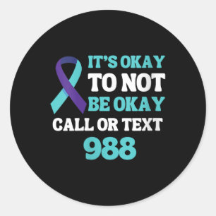 Pegatina Redonda Camiseta Línea de Prevención del Suicidio de Mujer