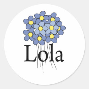 Pegatina Redonda Camiseta Lola Flor Azul Bonita