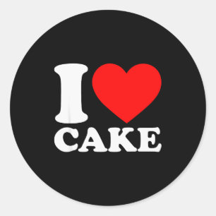 Pegatina Redonda Camiseta Me Encanta Tarta Me Corazón Tarta Amante 