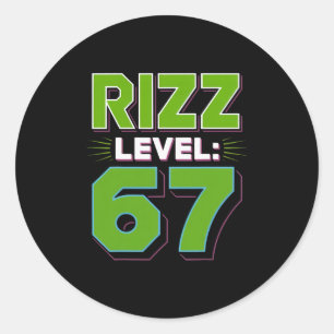 Pegatina Redonda Camiseta Meme Nivel Rizz 67 Tendencia Juvenil Seis