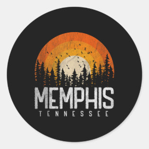 Pegatina Redonda Camiseta Memphis Tennessee Tn Retro Estilo Vintage