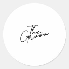 Pegatina Redonda Camiseta moderna para el novio guion