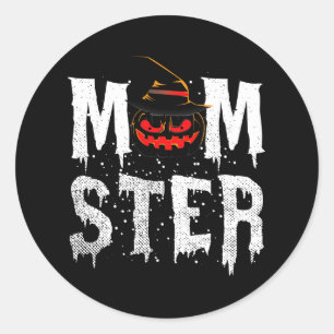 Pegatina Redonda Camiseta Momster Disfraz Divertido de Mamá para Ha