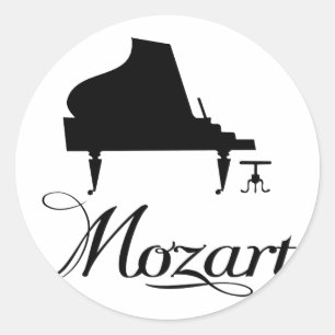 Pegatina Redonda Camiseta Mozart Piano