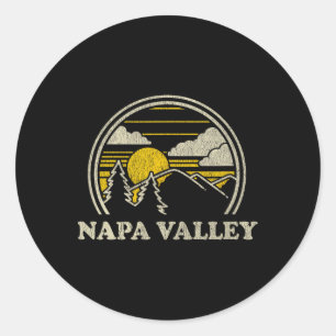 Pegatina Redonda Camiseta Napa Valley California Ca Vintage Senderi