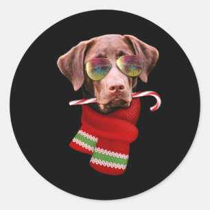 Pegatina Redonda Camiseta Navidad En Julio Labrador Gafas De Sol Pe