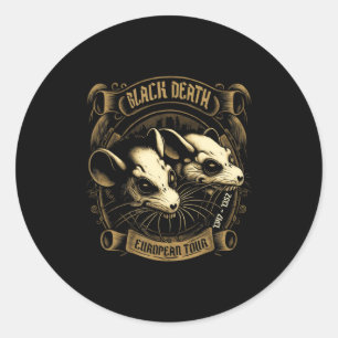Pegatina Redonda Camiseta negra de la gira europea de la muerte his