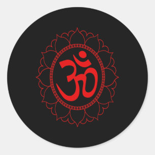 Pegatina Redonda Camiseta Om Regalo de Yoga Espiritual Mandala Medi