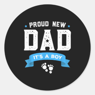 Pegatina Redonda Camiseta Orgulloso Nuevo Papá Lindo Es Un Regalo N