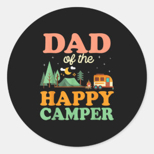 Pegatina Redonda Camiseta Papá Del Feliz Campista Hombres 1er Cumpl