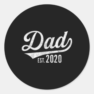 Pegatina Redonda Camiseta Papá Hombre Est. 2020 - Esperando Bebé Pa