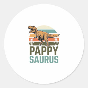 Pegatina Redonda Camiseta Pappysaurus Dinosaurio Divertido Atardece