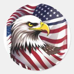 Pegatina Redonda Camiseta para hombres con bandera de Estados Unido