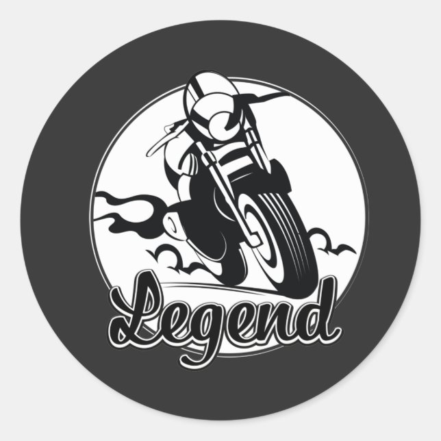 Pegatina Redonda Camiseta para motocicleta de leyenda (Anverso)