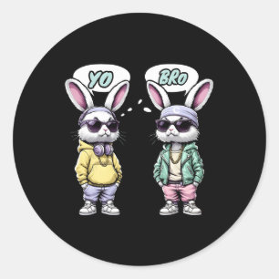 Pegatina Redonda Camiseta Pascua 2025 Yo Hermano Cita Divertida Hip