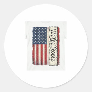 Pegatina Redonda Camiseta Patriótica Bandera Vintage We the People 