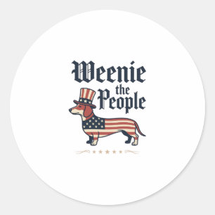 Pegatina Redonda Camiseta patriótica de Dachshund Weenie the People
