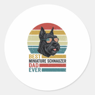 Pegatina Redonda Camiseta Patriótica Vintage de Papá Schnauzer Mini