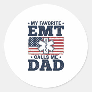 Pegatina Redonda Camiseta Patriótica Vintage Mi EMT Favorito Me Lla
