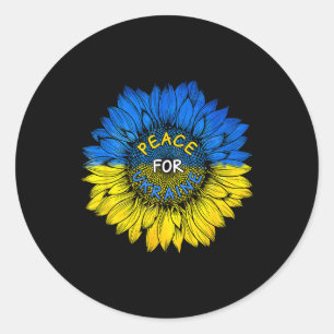 Pegatina Redonda Camiseta Paz para Ucrania Ucrania Girasol Ukrainia