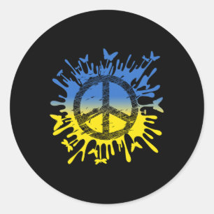 Pegatina Redonda Camiseta Paz Para Ucrania Una Muestra Tu Apoyo Por