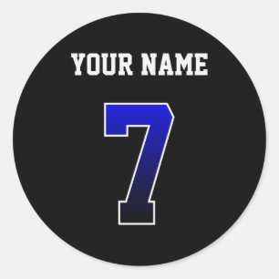 Pegatina Redonda Camiseta personalizada azul número 7