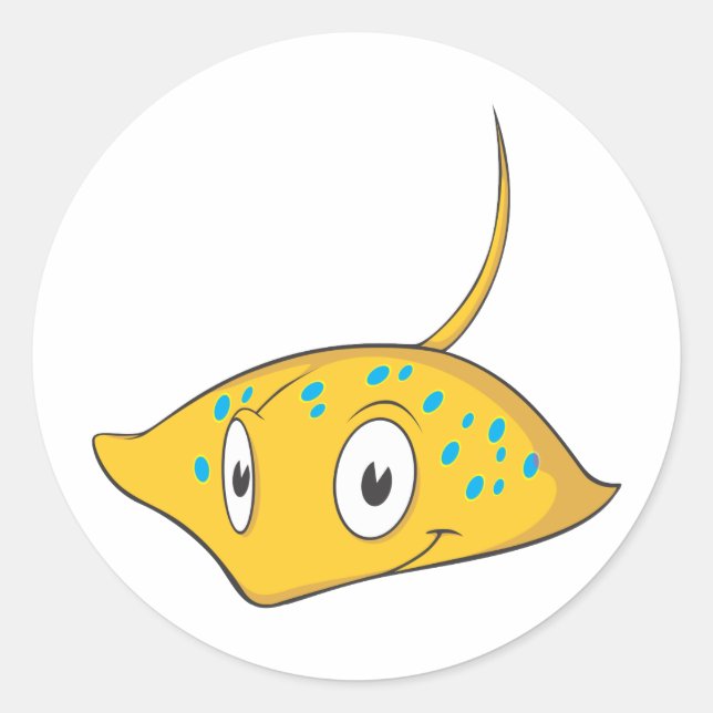 Pegatina Redonda Camiseta Personalizado Stingray Personalizado (Anverso)