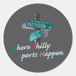 Pegatina Redonda Camiseta Philly Sports Happen Broad y Pattison