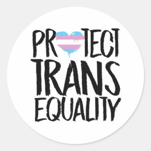 Pegatina Redonda Camiseta Proteger la Igualdad Trans