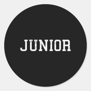 Pegatina Redonda Camiseta que dice Junior Print Regreso a la Escuel
