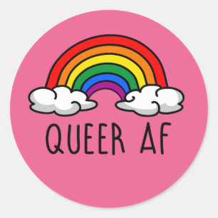 Pegatina Redonda Camiseta QUEER AF