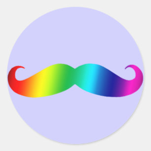 Pegatina Redonda Camiseta Rainbow Mustache